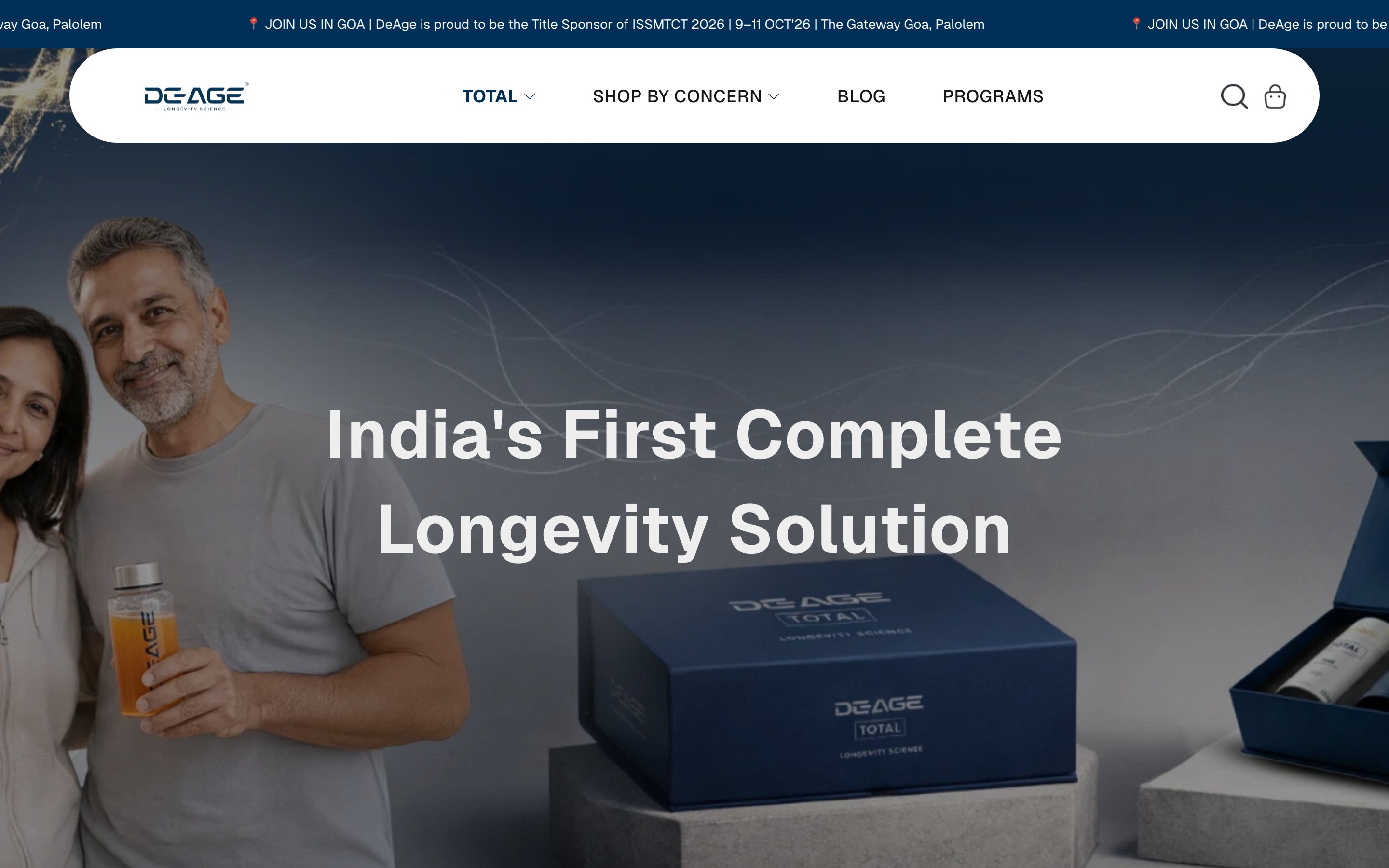 Live homepage of DEAGE